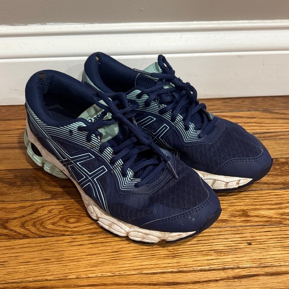 ASICS Dark Blue Running Shoes with White/Teal Details - Picture 1 of 6